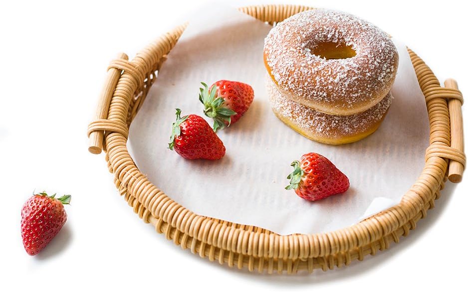 Woven Bread Roll Baskets Food Tabletop Serving Baskets Fruit Basket Bread Tray Rattan & Wicker Basket Tabletop Serving /Diplay/Storage/Picnic Baskets,Restaurant Serving,Willow Basket(Round)