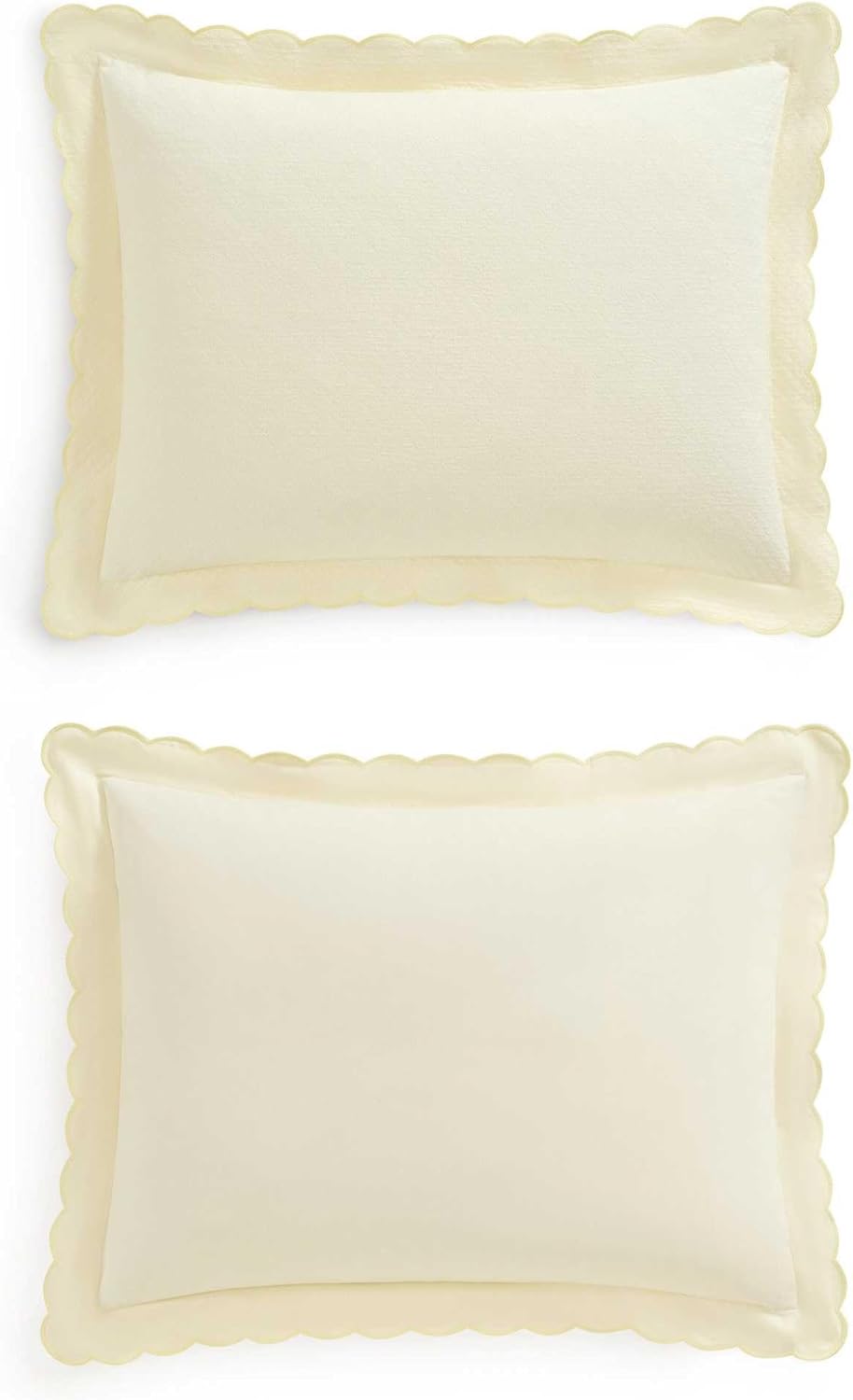 Martha Stewart - Queen Duvet Cover Set, 100% Soft Cotton Blend Bedding, Corner Ties & Button Closure, 3 Piece Bed Set with Matching Pillowcases (Scallop White)