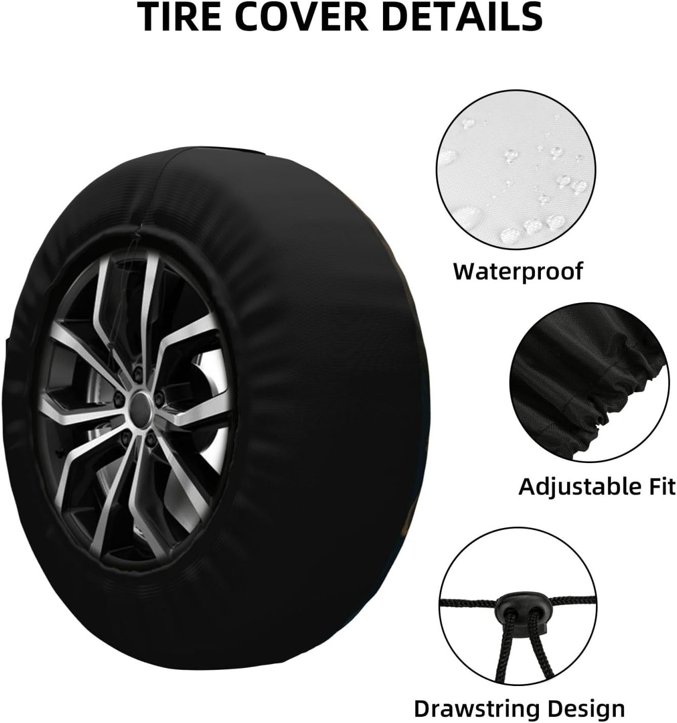 Cute Raccoon Camping Spare Tire Cover with Cartoon Raccoons Roasting Marshmallows by Campfire – Waterproof Vehicle Wheel Cover for RV, Truck, Cars Trailer & Camper Decor 16 Inch