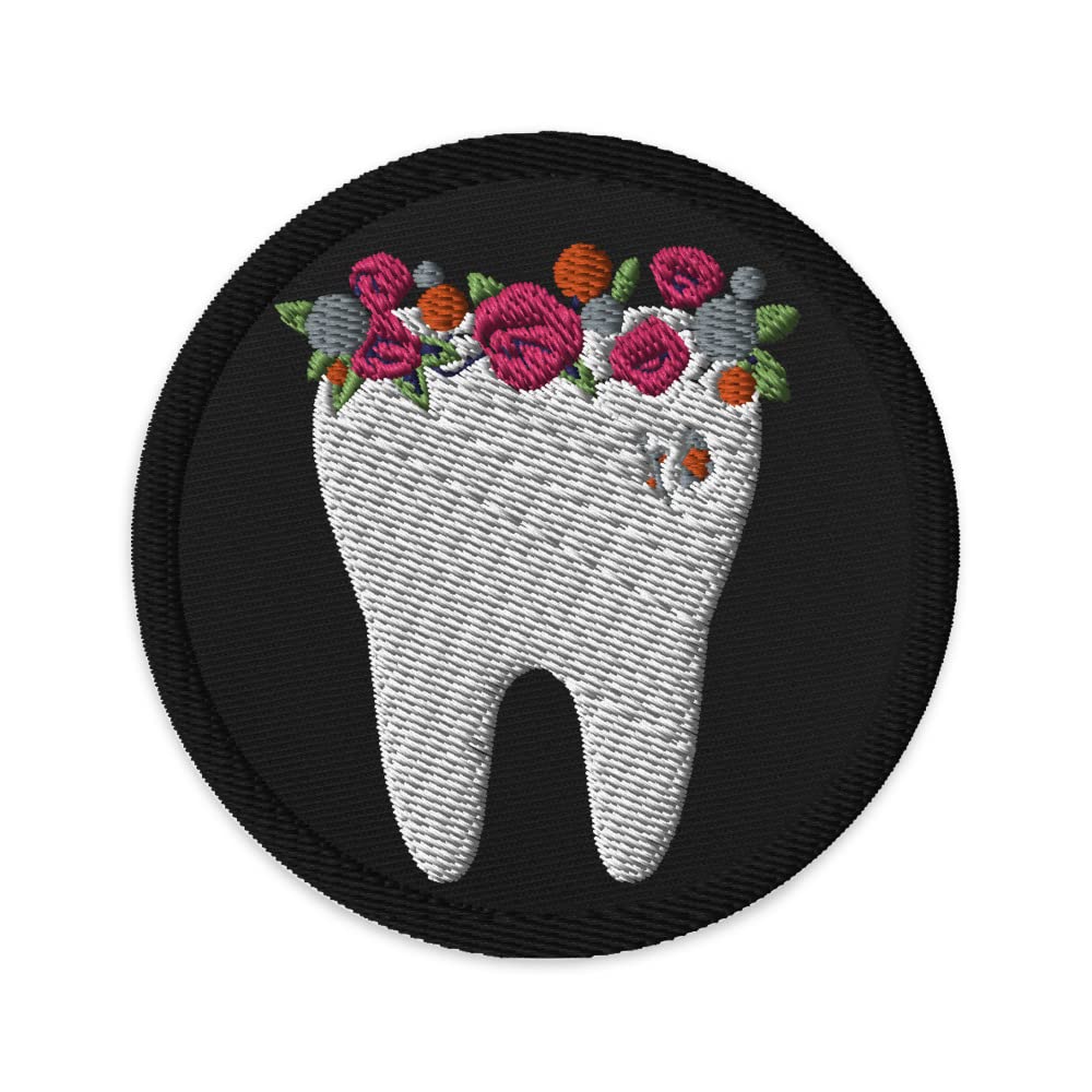 Embroidered Patches Dental Assistant Novelty Cavities Dentistry Doctor Tooth Black