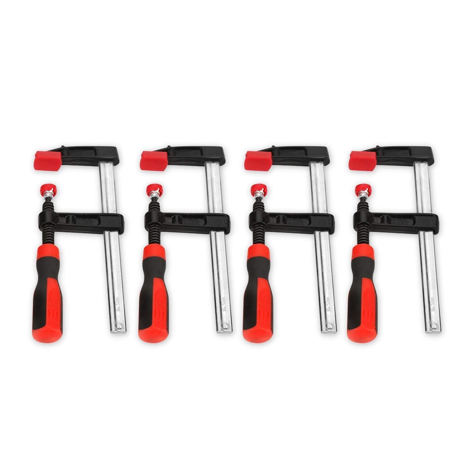 4PCS Heavy Duty F Clamps for Woodwork, Quick Release Bar Clips, Smooth Quick Slide