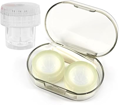 Transparent Contact Lens Cases with Cleaner Washer, Travel Size Cute Contact Lenses with Removal Tool Kit and Solution Bottle, Leak-proof, Eye Contact Case Holder for Home and Travel Green