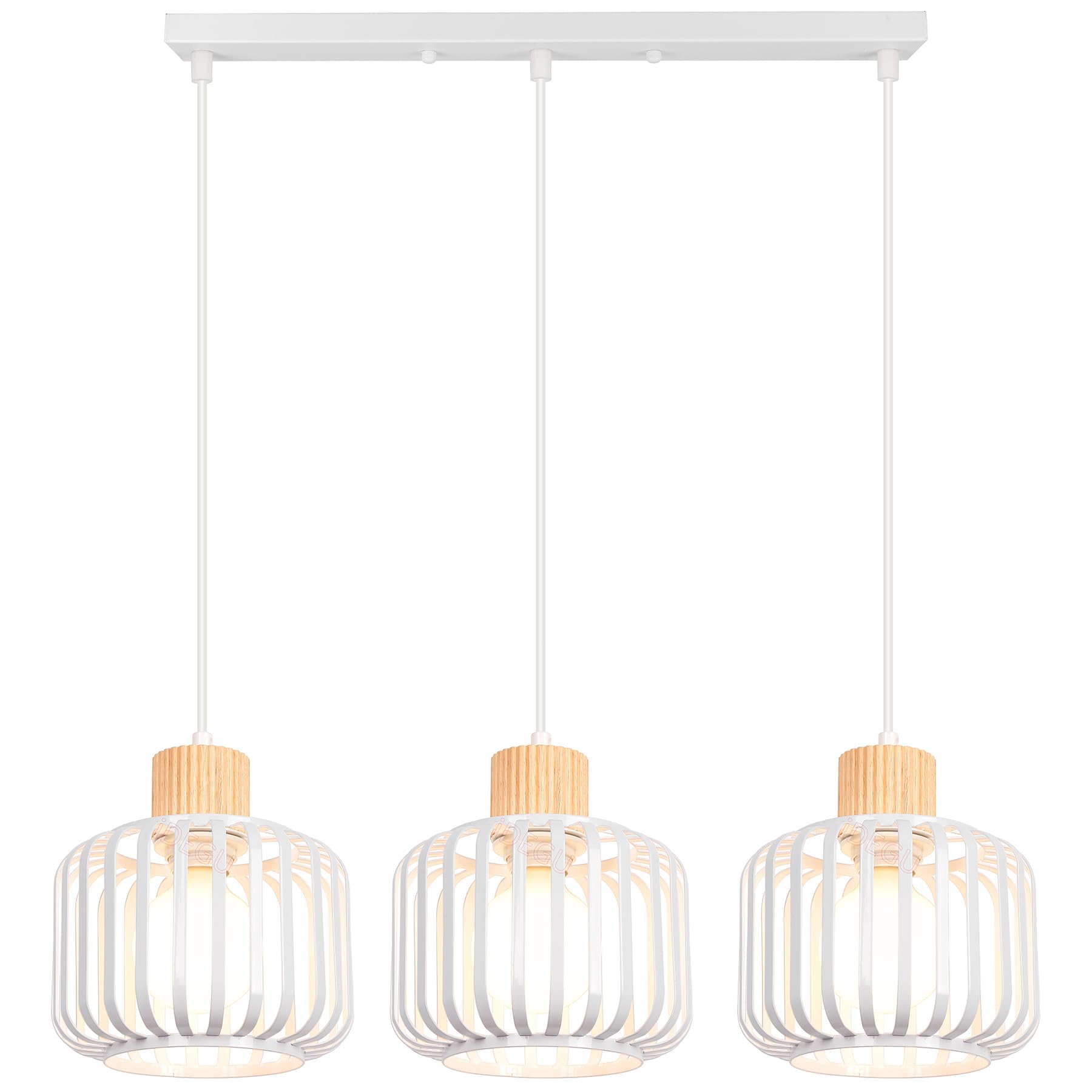 iDEGU 3 Luces Lámpara Colgante Vintage Lámpara de Techo en Madera y Metal Industrial Araña Colgante Diseño Jaula E27 Iluminación de Techo para Cocina Comedor Sala de Estar Restaurante (Barra, Negro)