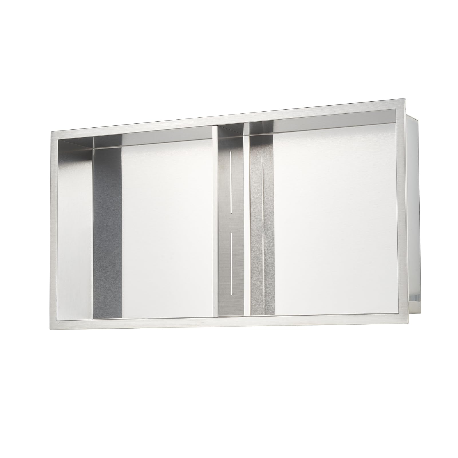 VEVOR Nicho de Ducha Empotrado 33x63,5x10,2 cm Estante Divisor de Pared de Acero Inoxidable Organizador de Jabón y Champú con Marco Sellado Impermeable Duradero Fácil de Instalar para Baño, Plata