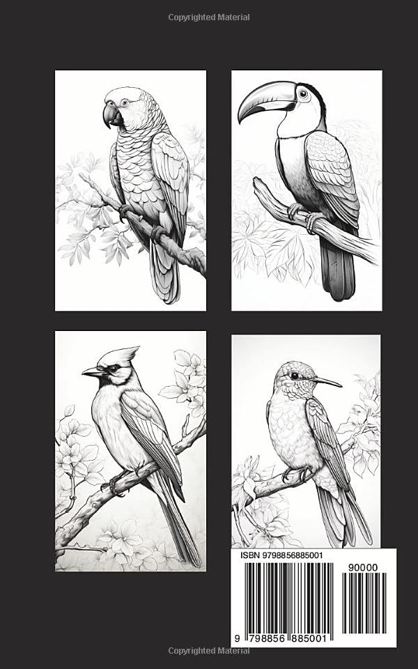 BIRDS ON BRANCHES: Mini Pocket Grayscale Coloring Book (Mini Pocket Coloring Books) image 3