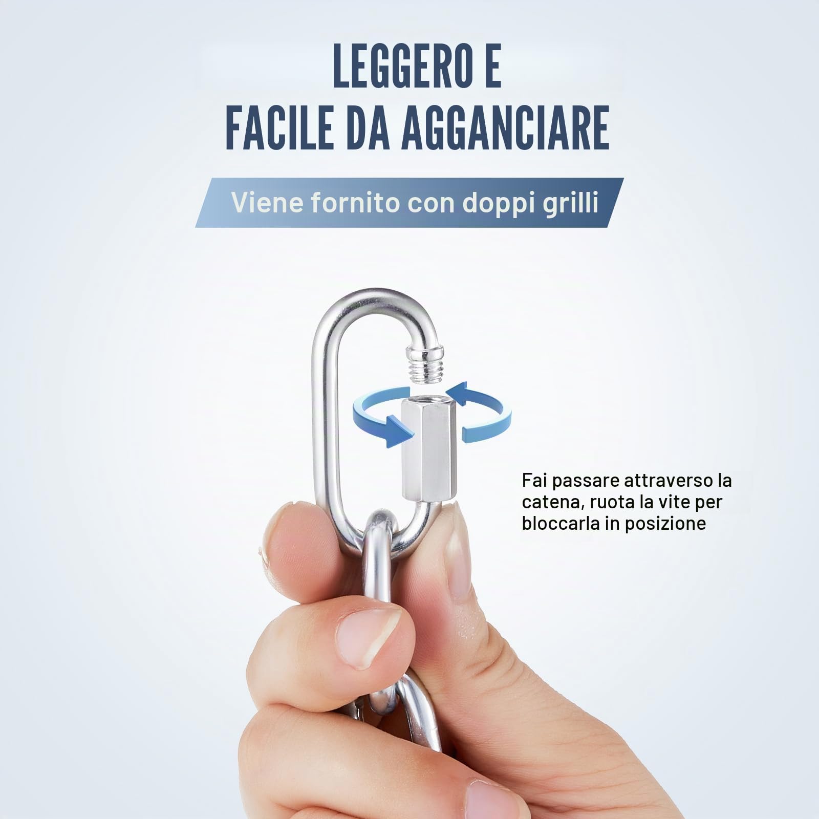 VEVOR Catena a maglie in acciaio al carbonio zincato, 5,1 mm x 76,2 m, Capacità di carico 498kg, Due connettori rapidi, Catena per traino, Sospensione, Campeggio, Catena per Traino Movimentazione