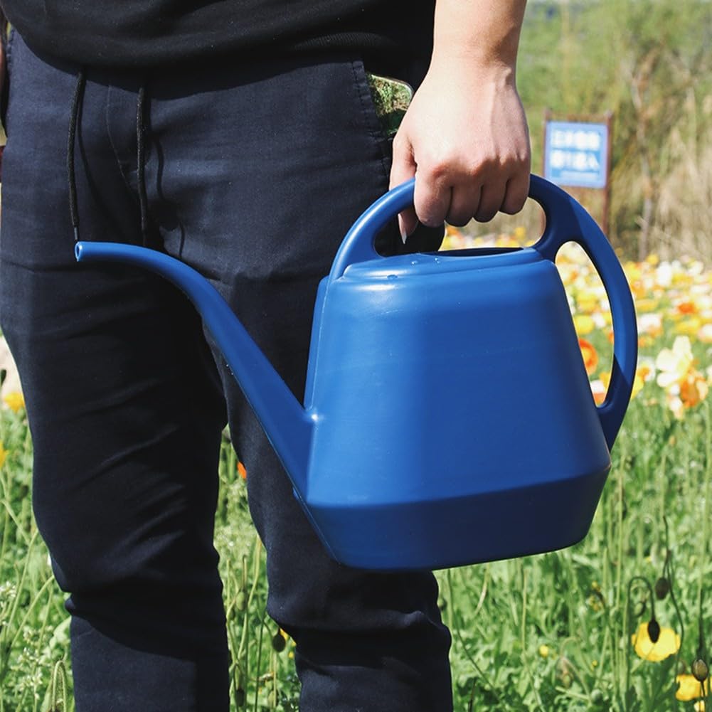 FACAIIO Hervidor de riego de boca larga de 4 litros de plástico para jardinería de gran capacidad, fácil de limpiar, cuidado de macetas, color azul lago