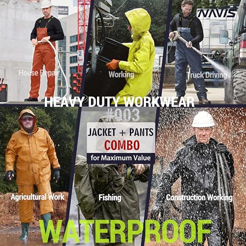 Men's Workwear PRO Rain Suit - Waterproof Jacket and Bib Pants 3-piece Set for Ultimate Safety and Comfort2