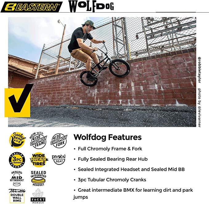 Eastern Bikes Wolfdog BMX Bike, 20-Inch, Full Chromoly Frame