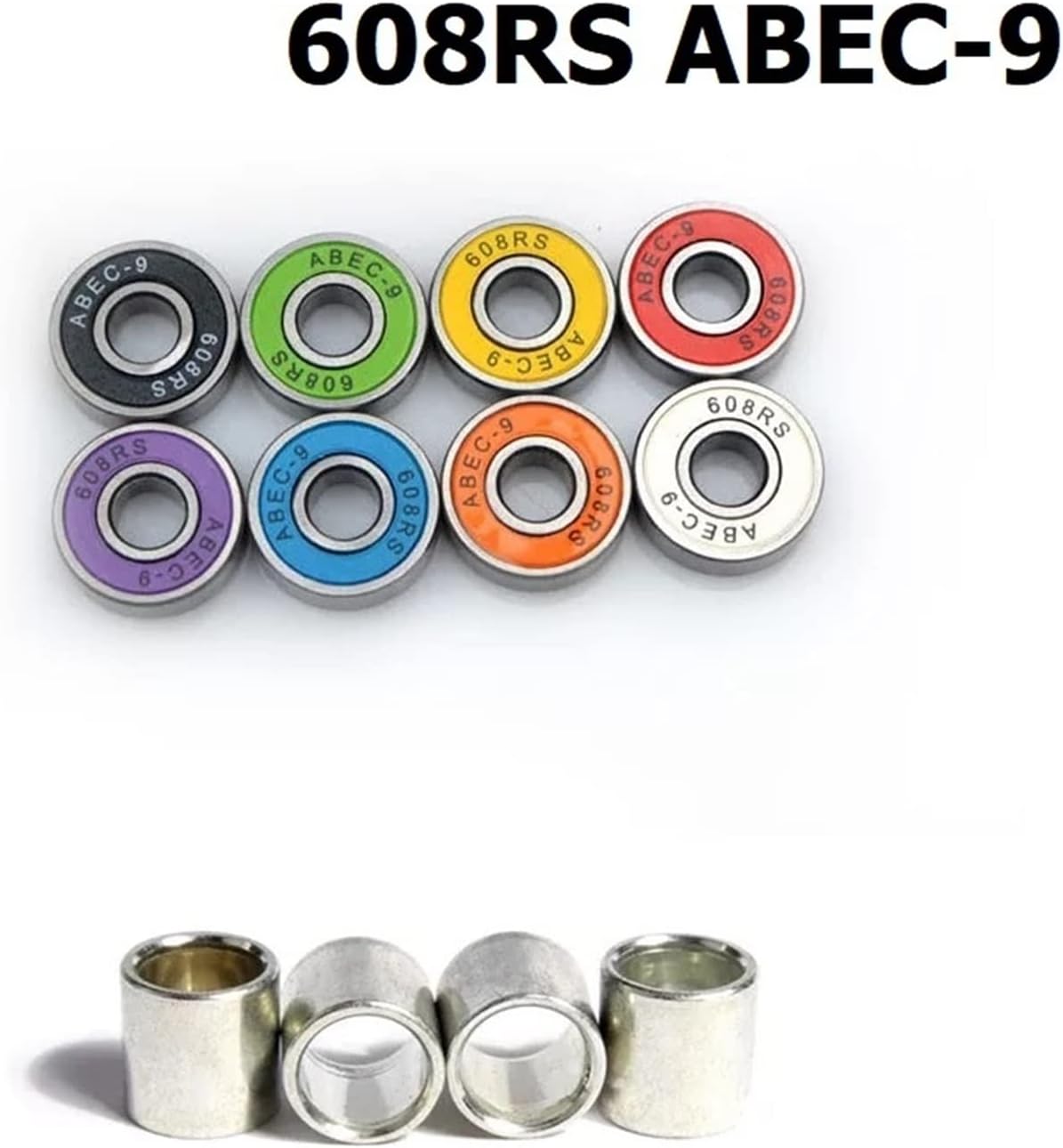 8pcs Pro 608RS ABEC-9 Bearings Roller Skate Scooter Snowboard Chrome Steel Inline Bearings Skateboard Mute Speed Bearing DINGGUANGHE (Color : 8PCScolorful Bearings)