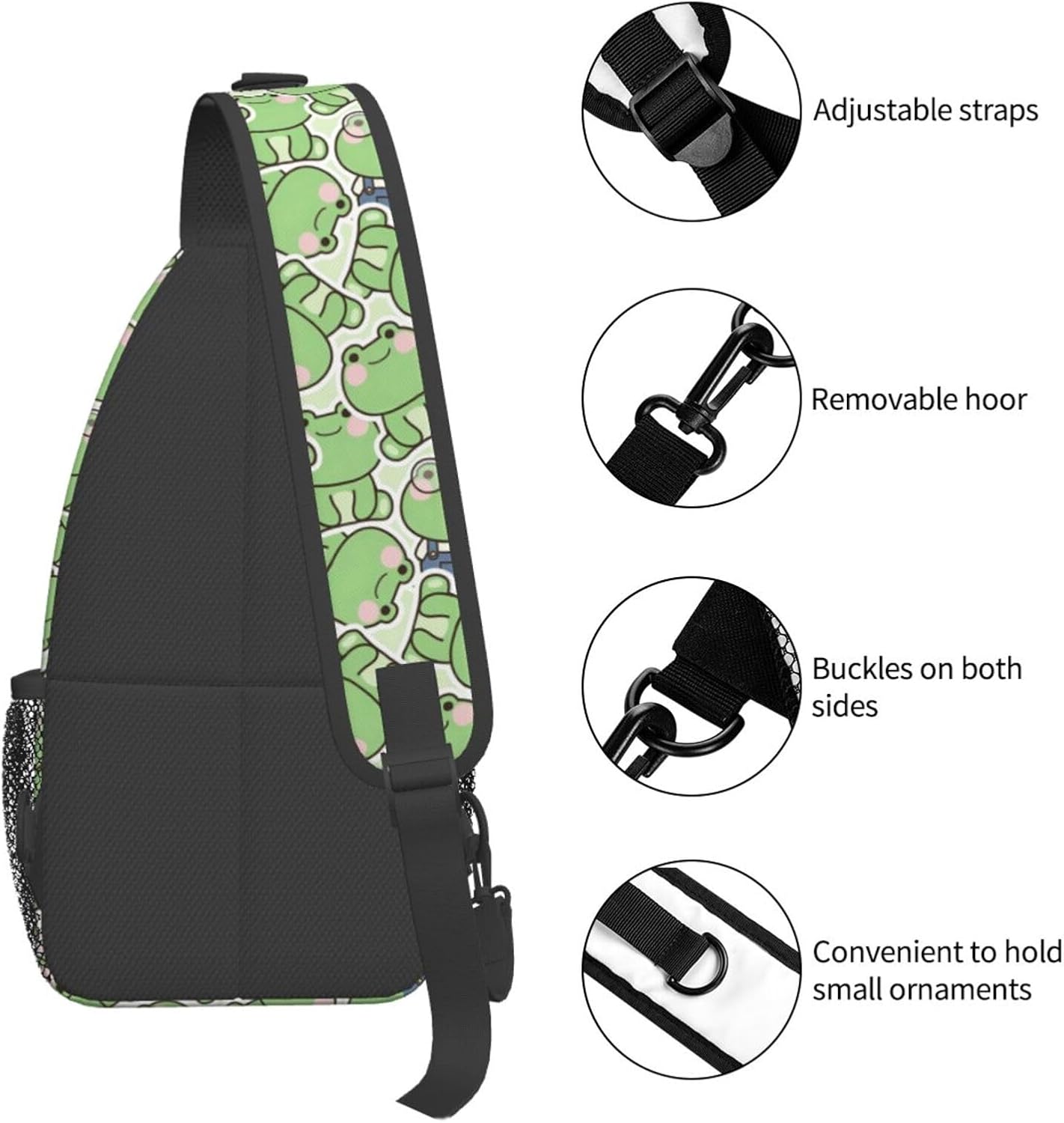 Cute Frog Sling Bag For Women Men Fashion Backpack Crossbody Frogs Shoulder Bag Sling Backpack Chest Bag Travel Hiking Casual Sport Daypack image 5