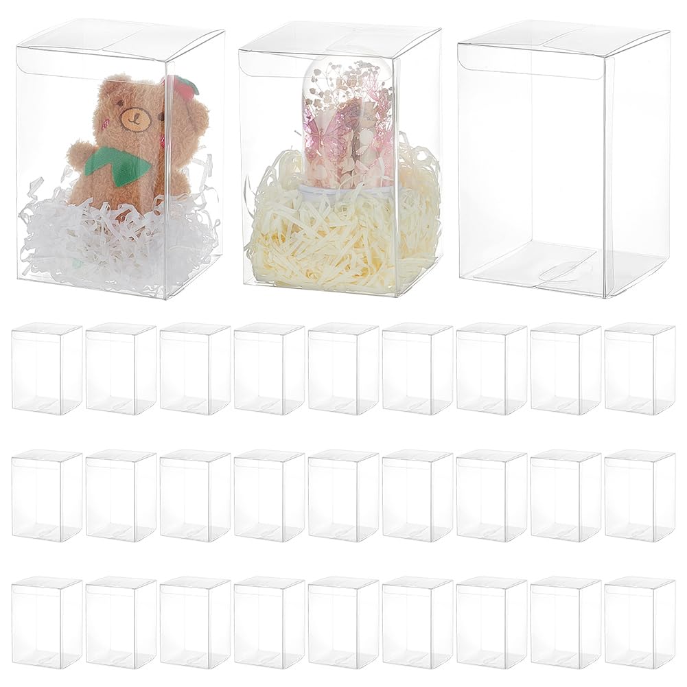 Photo 1 of BENECREAT 30pcs Clear Favor Box 4x4x6 Inches Plastic Gift Packing Box for Candy Choclate and Dessert, Baby Shower Party Treats, Mother's Day Anniversary Festival Gift Packaging