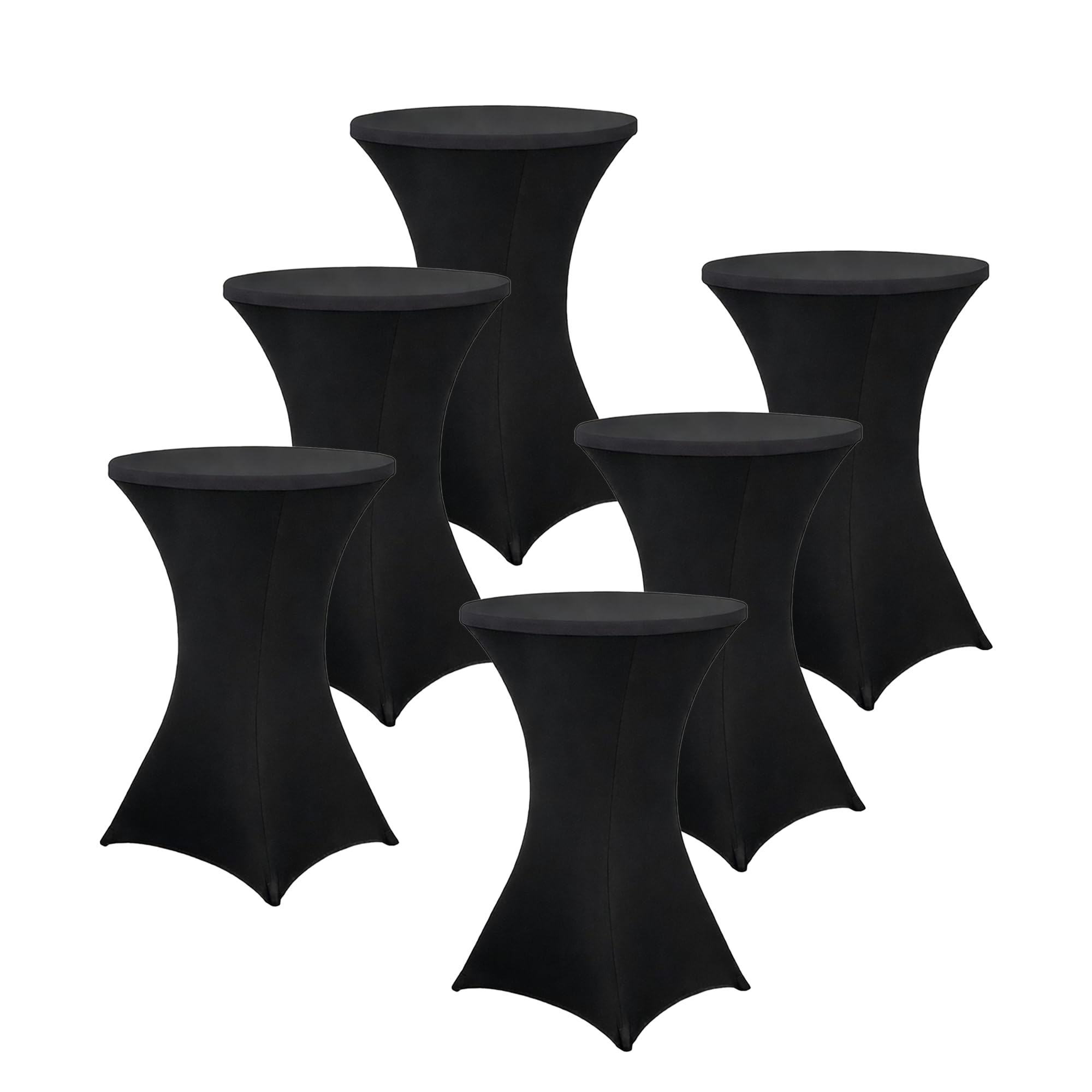 Lot de 6 Housses de Table Mange-Debout Extensibles 80x110 cm Noir.