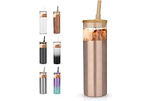 Tronco 20oz Double Wall Glass Water Bottles with Lids and Straws