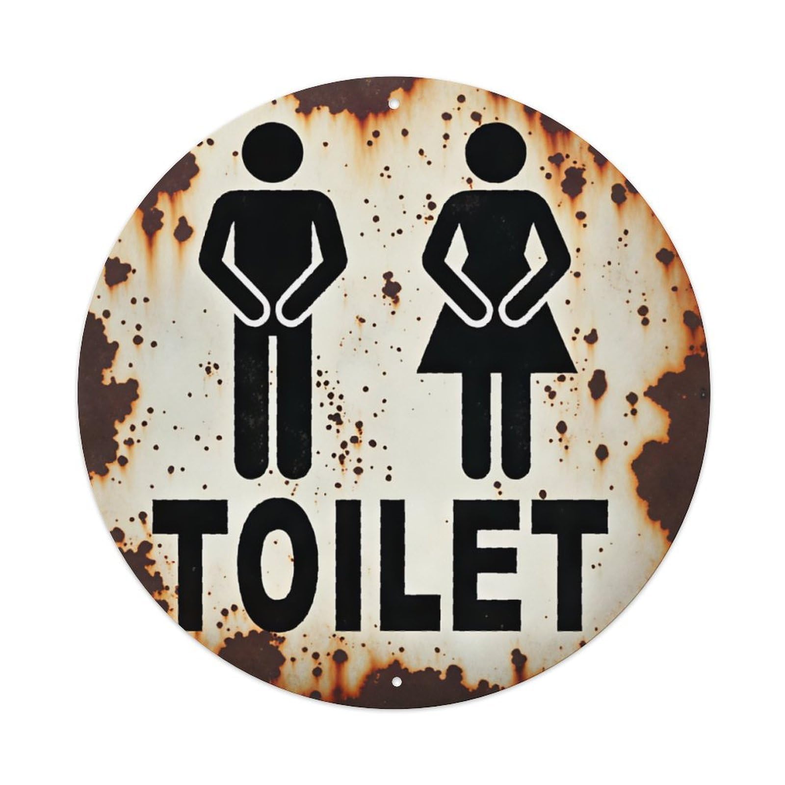 Rustic Distressed Men Women Toilet Round Metal Sign Vintage Aluminium Metal Sign, Retro Wall Decor for Home, Bar, Garage & Farmhouse 20x20cm