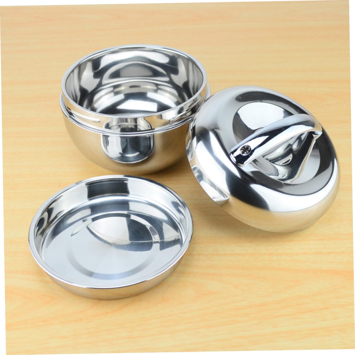 Fiambrera Térmica de Acero Inoxidable con Compartimentos Forma de Manzana Caja Almuerzo Hermética para Comida Caliente para Trabajo y Escuela