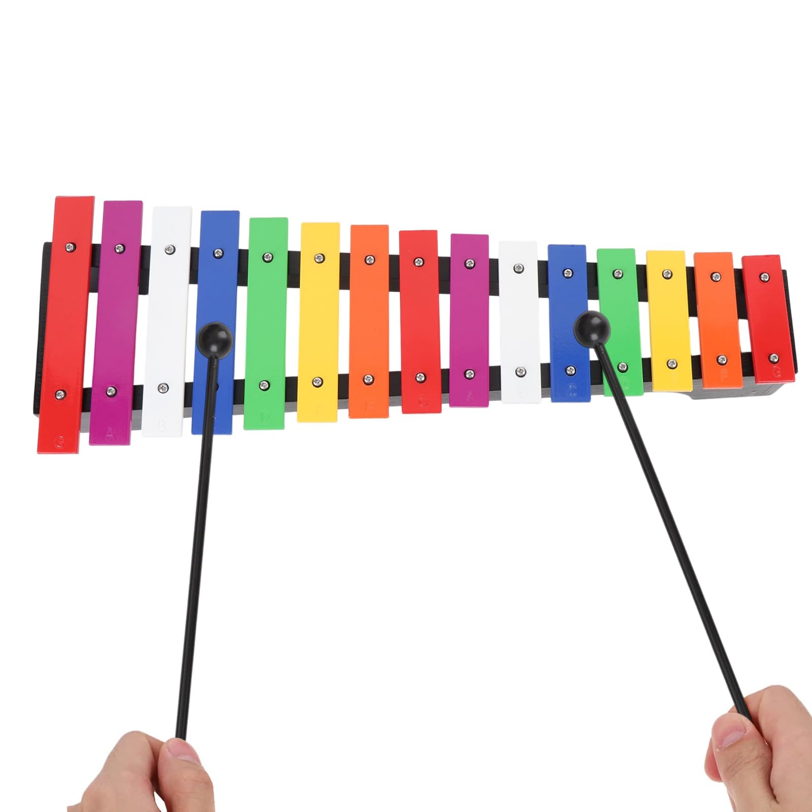 Xylophone en Bois, 15 Notes en Aluminium coloré, Instrument de Percussion Glockenspiel avec Base en Pin Robuste, 2 Maillets, Sac de Rangement pour Débutants, Enfants, éducation Musicale à la