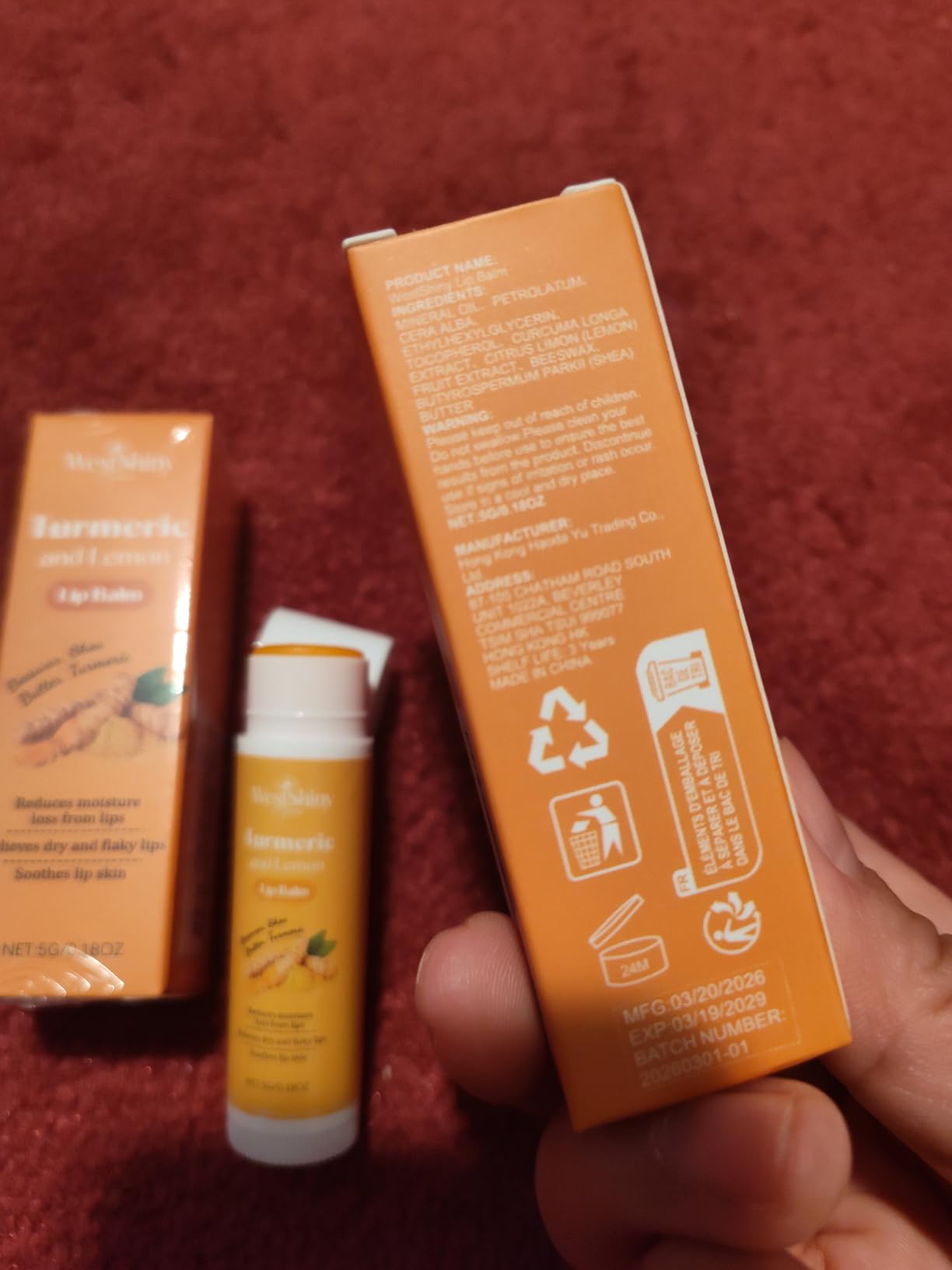 WestShiny 2pcs Lemon Turmeric Lip Balm To Lip Lightening Dark Lips, Balmnourishes Dry, Cracked Lips - For Smokers Lips