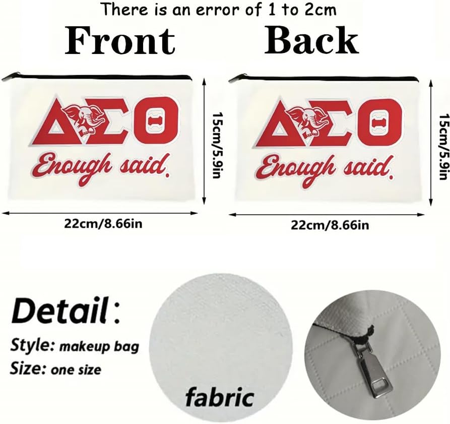 1 pc Delta Sorority Elephant Makeup Bag, Casual Cosmetic Pouch with Zippered Pocket, Lightweight, Foldable, Hand Wash, Travel Accessory for Women and Girls,Funny Friendship Gifts - Image 3