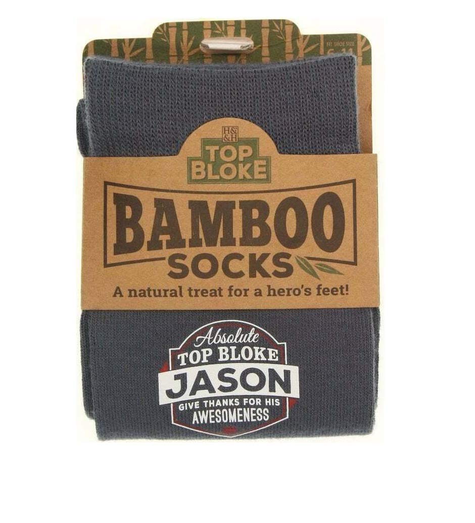Top Bloke Mens Gift Socks Named - A Natural Bamboo Treat for a Hero's Feet (Jason)