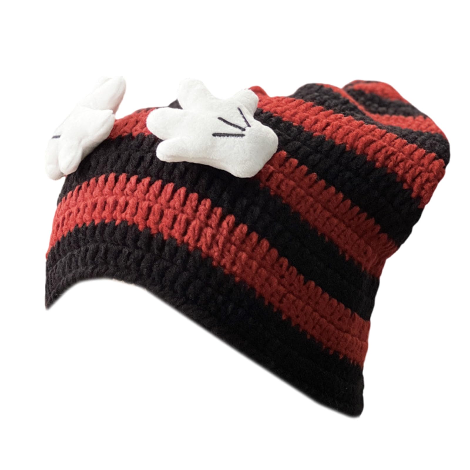 MICFENY Furry Cartoon Head Covering with Ear for Outdoor Sports Warm Hat Oversized Headgear Hat for Winter