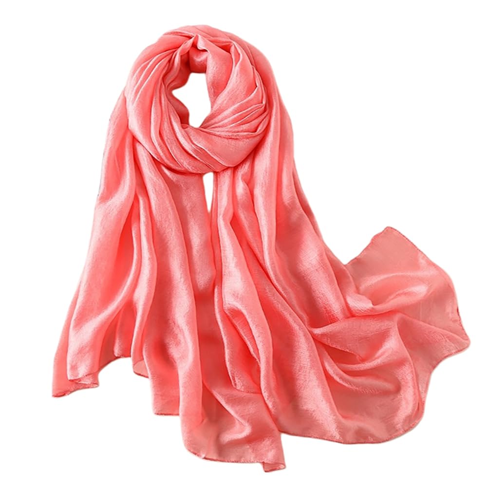 Lina & Lily Shimmer Sheen Scarf Shawl Wrap for Wedding Evening Dress Sheer Lightweight (Coral)