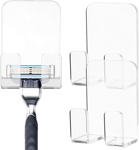 UKCOCO Soporte adhesivo para maquinilla de afeitar, 3 piezas de montaje en pared, ganchos de ducha, soporte de teléfono para enchufe, toalla,