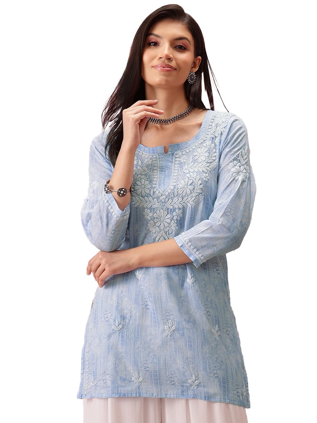 ada Hand Embroidered Lucknowi Chikankari Cotton Top for Women A911411-picture-14