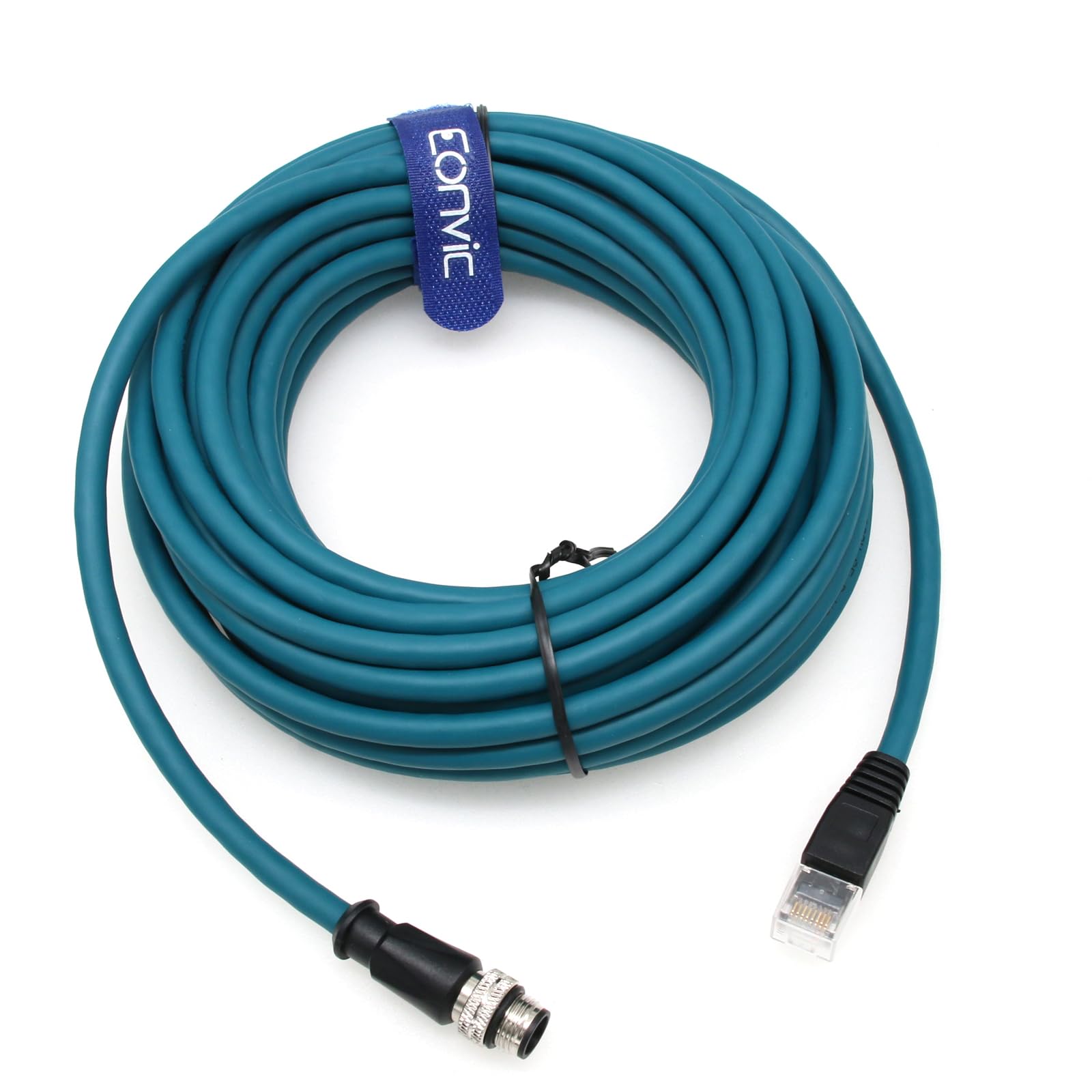 Connecteur de capteur de code A M12 vers RJ45 Ethernet industriel 8 broches Gigabit Ethernet Cat-6 Câble blindé haute flexible pour caméra industrielle Cognex (10 m, bleu)