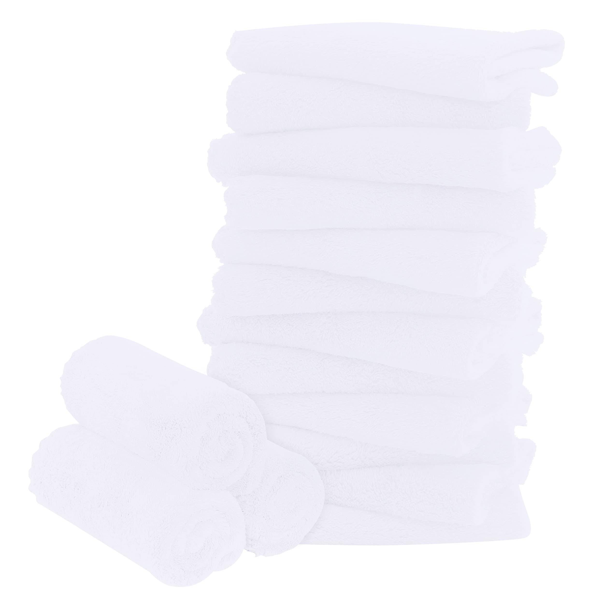 16 Pack Baby Washcloths - 10x10 Inch, Microfiber baby towel - Absorbent and Soft baby Wash Clothes for Newborns, Infants and Toddlers - Quick Dry for baby boys and girls face towel - White