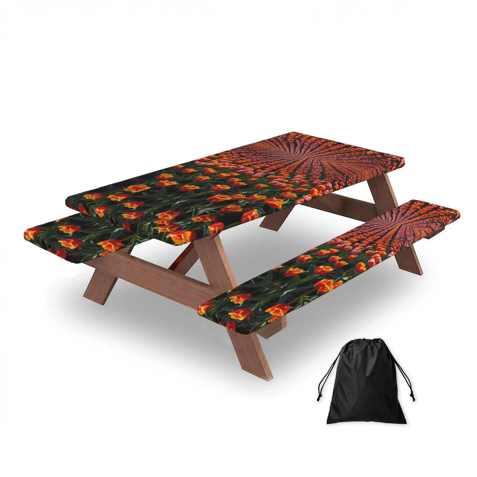 Tulip Sea Rectangular water-repellent picnic tablecloths, outdoor camping, picnic, BBQ