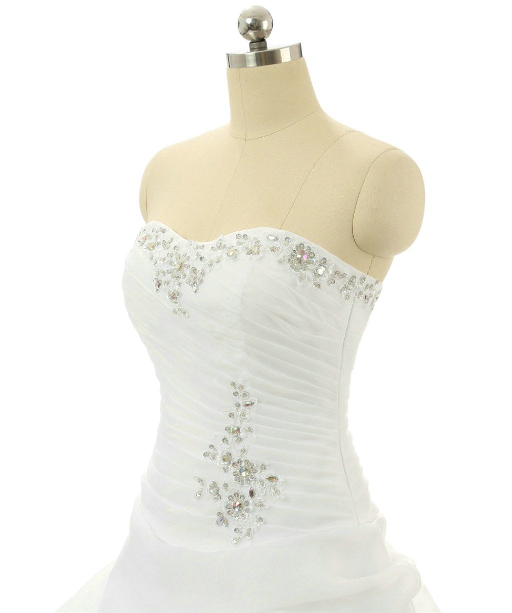 Vantexi Élégant Chérie Organza Robes de mariée Robe de Mariage Perlage Robe de Nuptiale Femmes Longue