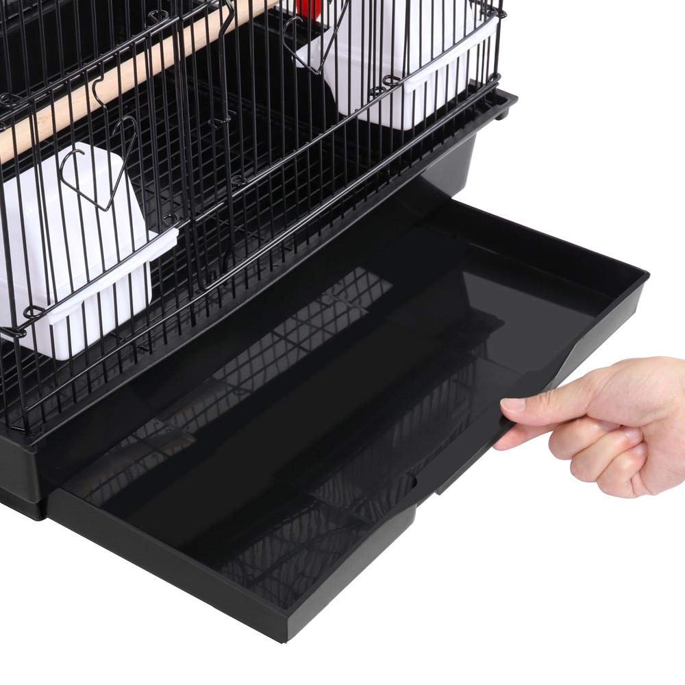 Yaheetech Vogelvoliere für Kanarien Finken, Wellensittichkäfig schwarz, Vogelkäfig 46 x 35,5 x 99 cm, Vogelhaus mit Spielzeug Klettern