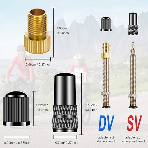 Miniatura 7 de 15 herramientas adaptadoras de válvula de neumático Presta para bicicleta, convertidor de válvula de neumático de bicicleta, válvula de cobre, tapa