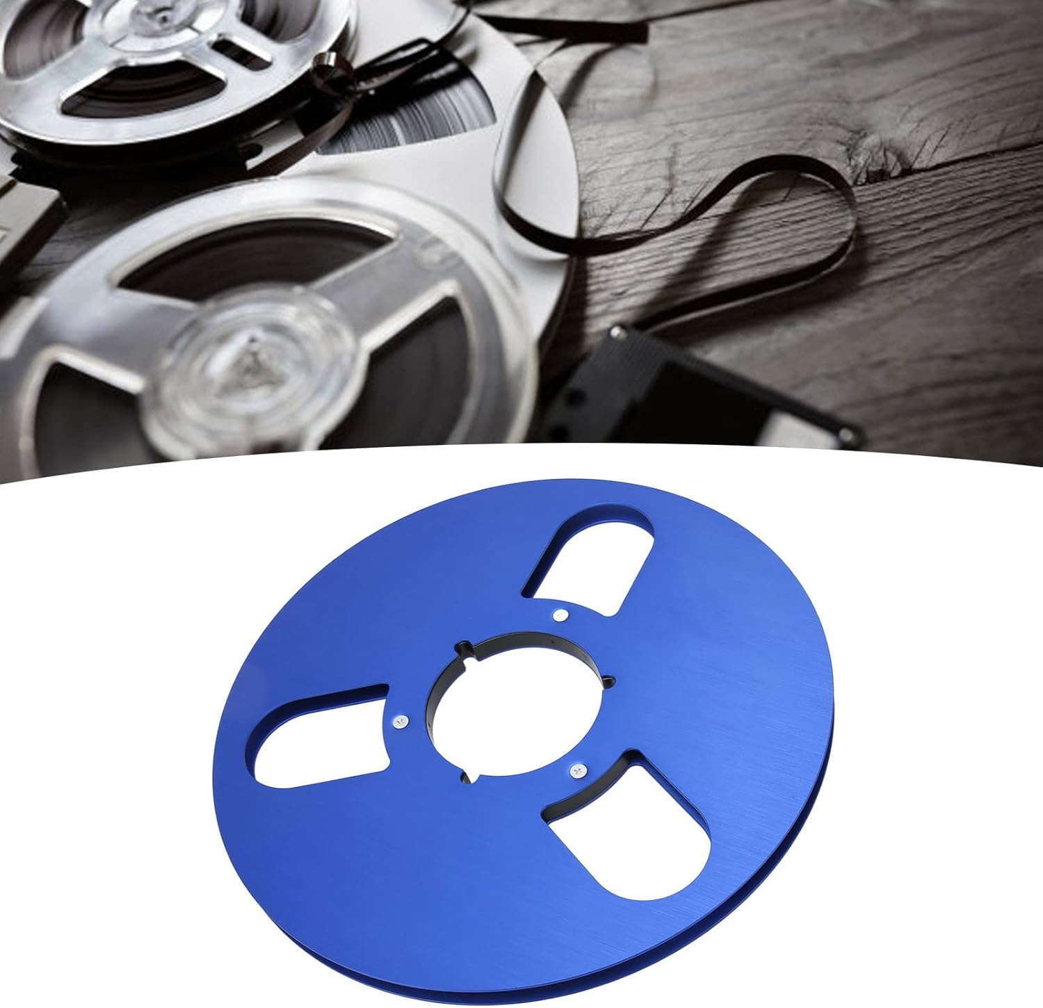 GOWENIC 1/4 Inch 10 Inch Aluminum Alloy Take Up Reel, Small Hub Empty Reel to Reel, Blue, Professional Audio Tape Reel, Studio Recording Equipment, Reel Hub