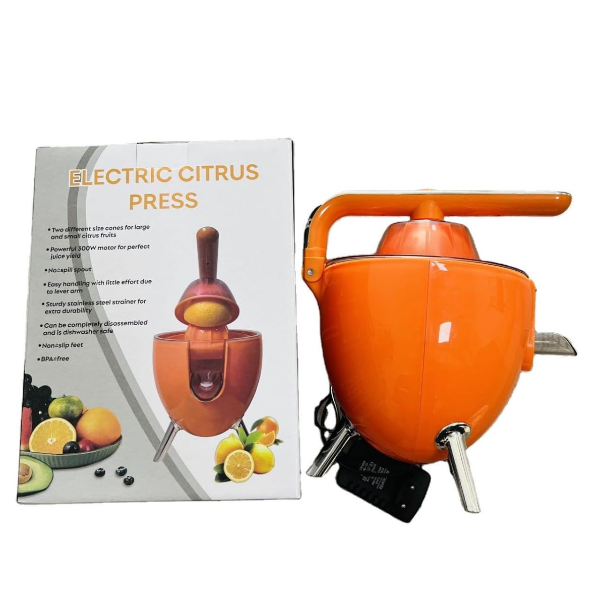 Powerful 300W Citrus Juicer, Stainless Steel Design, Home Use, New Model, Electric Orange Juicer, Aluminum Die-Casting Handle, Anti-Drip, Smart Kitchen Appliance