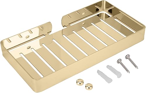 Vista 4 de Fydun Soporte de pared de acero inoxidable Estante de drenaje para baño cocina (dorado) (dorado)