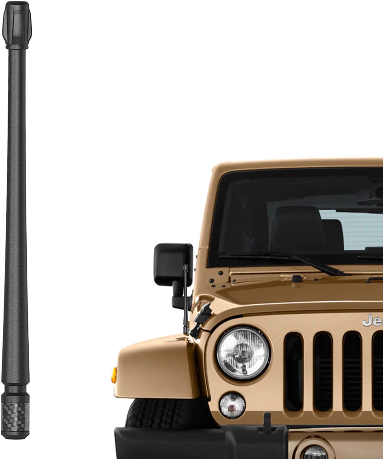 RYDONAIR Antenna Compatible with 2007-2023 Jeep Wrangler JK JKU JL JLU Rubicon Sahara Gladiator, 9 inches Flexible Rubber Antenna Designed for Optimized FM/AM Reception