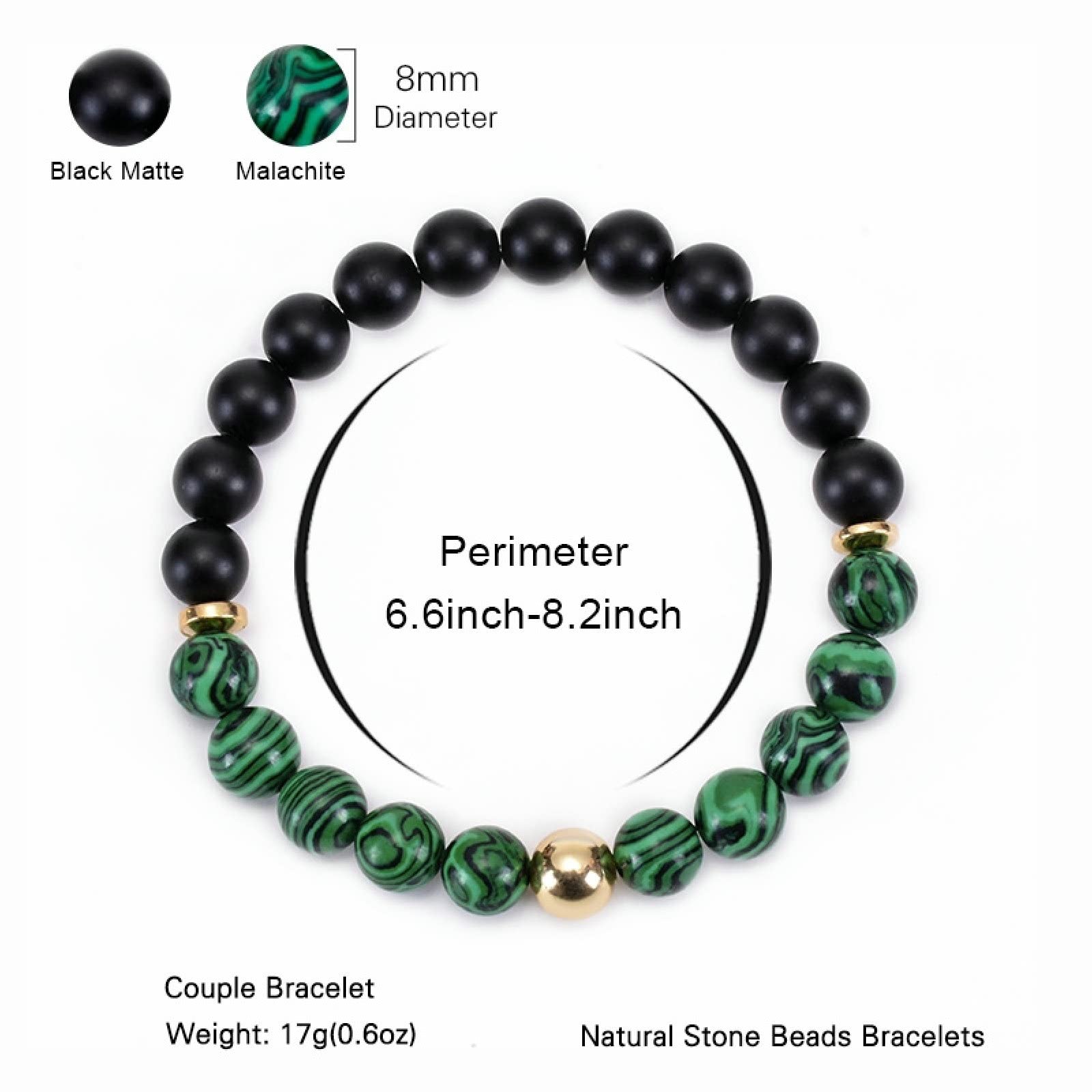 Pulsera de Lava del difusor de Aceite Esencial para Mujeres, Pulsera de elástica para Hombres de 8 mm, Pulseras elásticas para Hombres de 17 cm