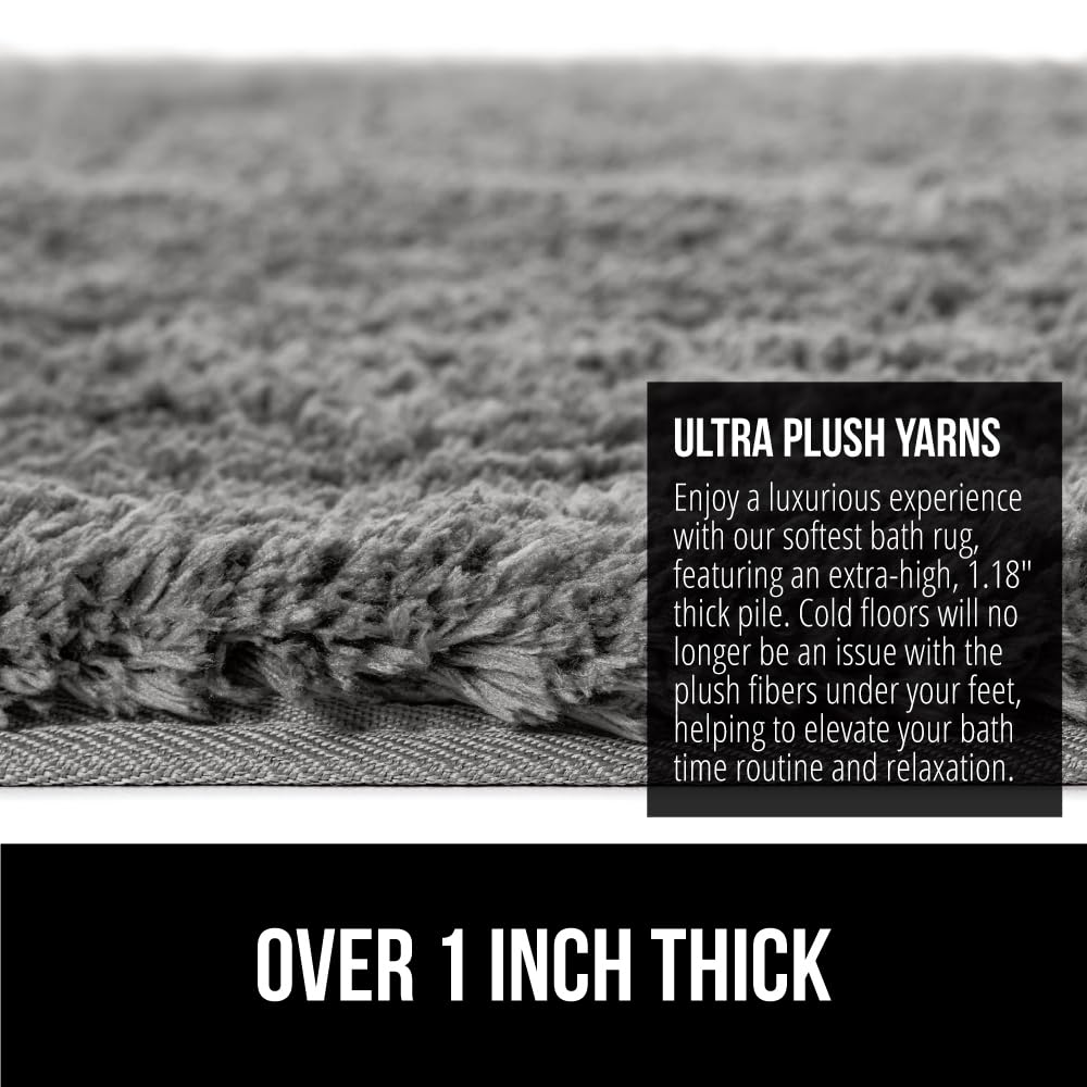 Gorilla Grip Luxury Bath Rug, 24x17 Inch, Extra Soft, Absorbent Faux Chinchilla Bathroom Plush Mat Rugs, Machine Wash and Dry, Carpet Mats for Bath Room, Shower, Hot Tub, Spa, Gray 4