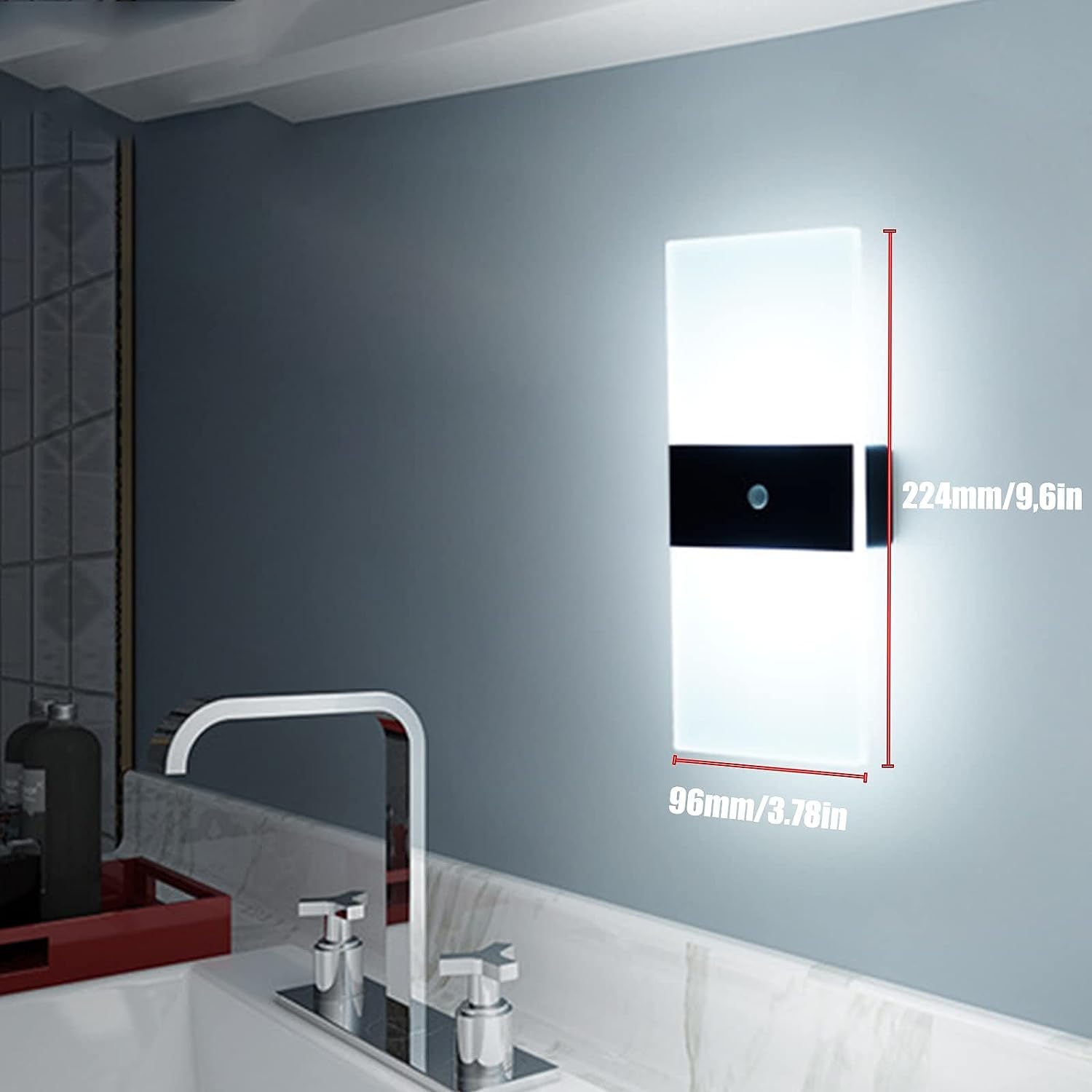 LED Wall Sconce with Motion Sensor Set of Two, 3W Battery Operated Wall Lights for Bedroom, 2000mAh Battery USB Charging Magnetic Wall Lamp, for Bedroom Living Room Hallway Stairway (White,6000K)