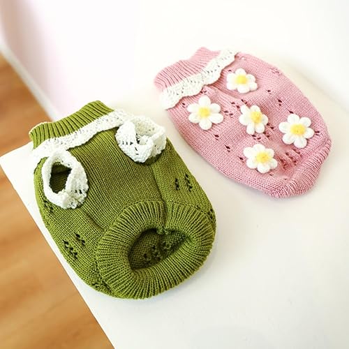 Miniatura 6 de Suéter de punto para perro, cálido y cómodo, con patrón de flores, suéter feo de Navidad, abrigo de invierno para chihuahua, suéter para cachorros,