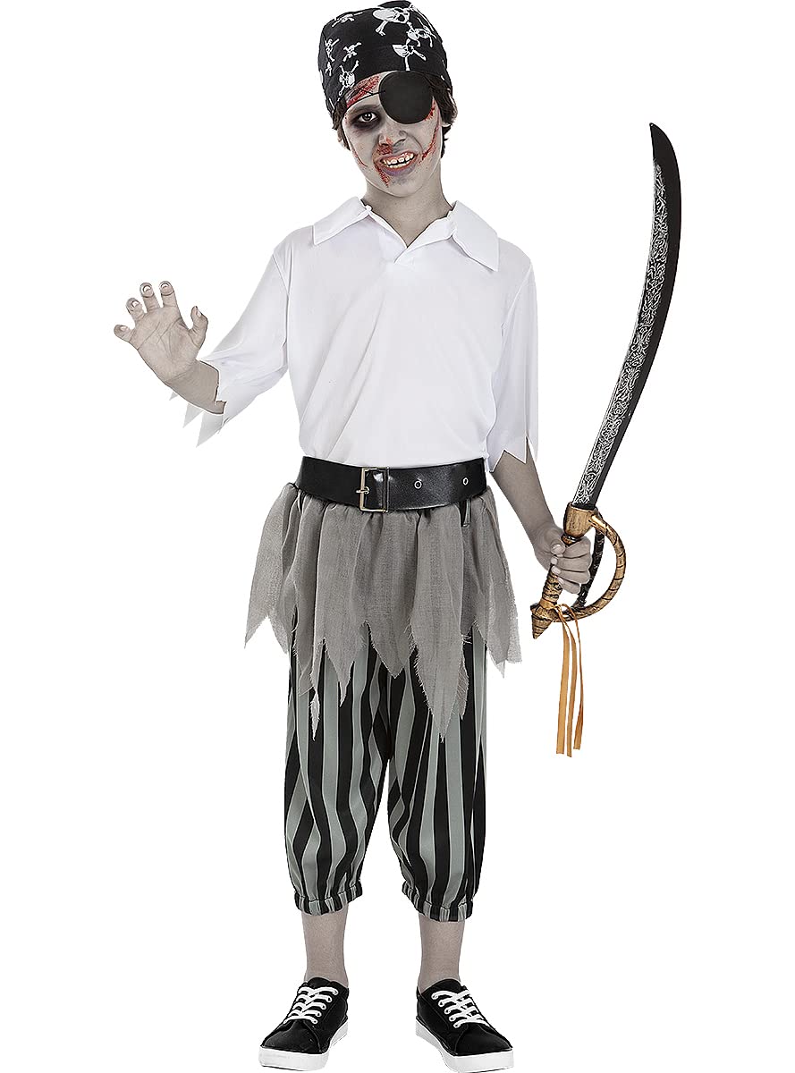 Funidelia | Disfraz de pirata zombie para niño Muerto Viviente, Terror - Disfraz para niños y divertidos accesorios para Fiestas, Carnaval y Halloween - Negro