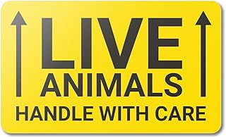 300 Labels | Live Animals Labels Handle with Care Labels ( 1.8 x 3, Yellow) for Shipping, Handling, Pet Stores
