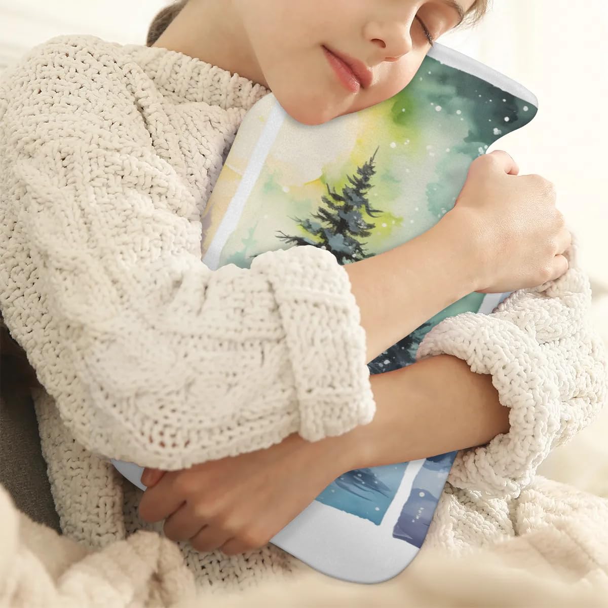 Hot Water Bottle with Soft Cover,2L Magic Christmas Tree Hot Water Bag for Hot and Cold Compress, Hand Feet Warmer, Rubber Hot or Cold Water Bottle Halloween Christmas Decorations