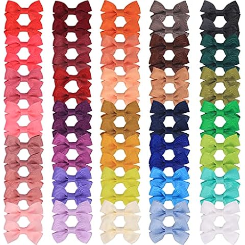 70Piece 2inch Hair Bows for Baby Girls,35colors in Pairs Grosgrain Boutique Solid Ribbon Mini Bows Alligator Clips for Newborn Girls Infants Toddlers Cover