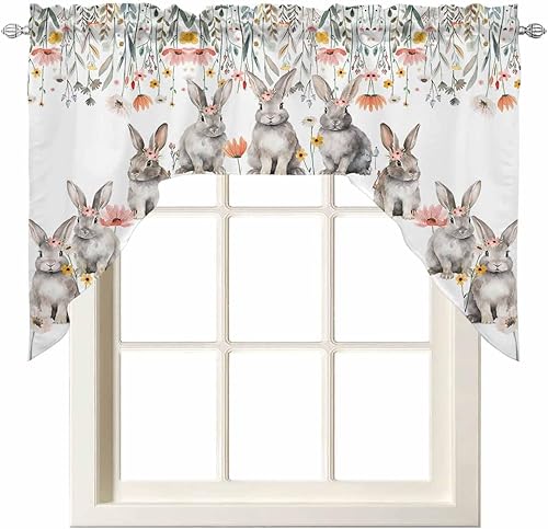 Miniatura 1 de BEMIGO Cenefa de cortina de Navidad con diseño de muñeco de nieve para ventana, cenefa de árbol de Navidad para cocina, baño, dormitorio, cenefa de