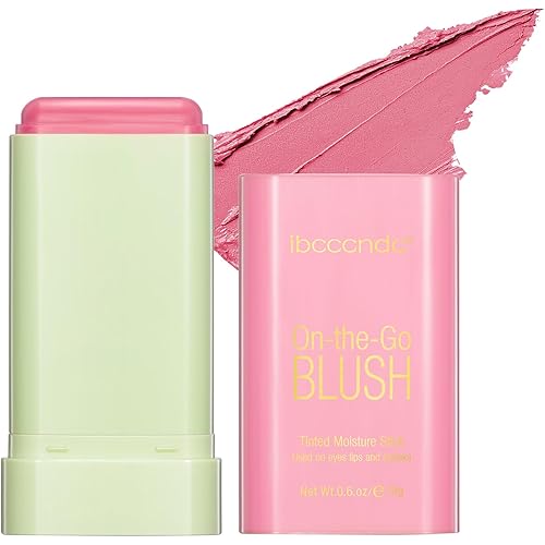 Multi-Use Makeup Blush Stick,Solid Moisturizer Stick,Tinted Solid Moisturizer Stick for Cheek Eyes Lips,Waterproof Natural Finish Cream Blush Stick Makeup,Shadow Lips Cheek Blusher-#1 Shy Pink
