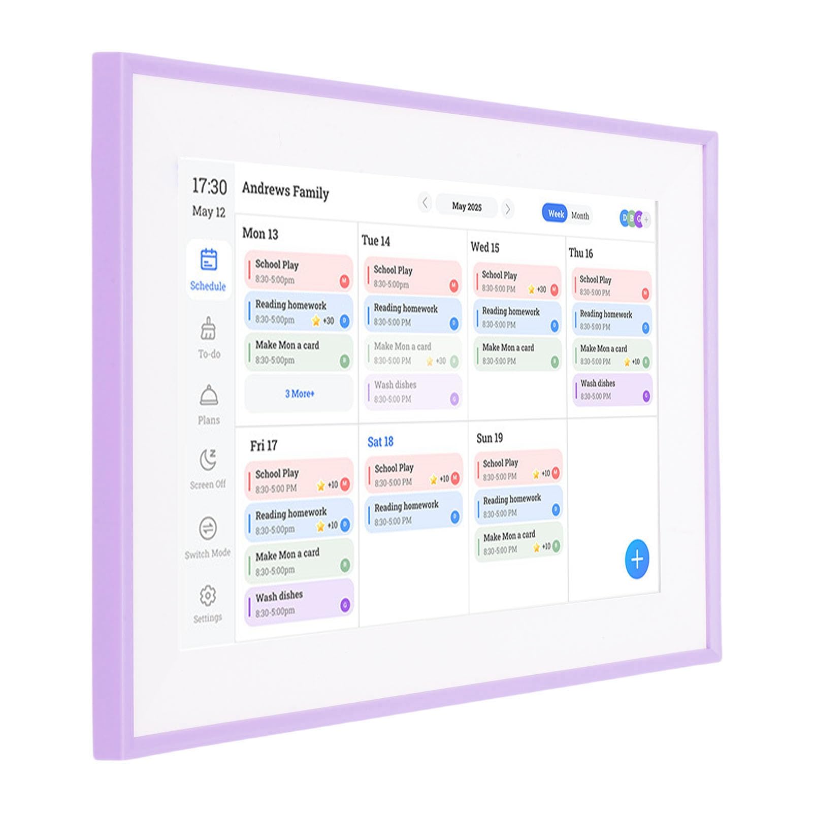 Focket 10,1 Zoll Intelligenter Digitaler Kalender mit Touchscreen, Automatisch Drehbarem Display, wand- und Schreibtischmontierbarer Familienplaner, Geschenke für die Familie