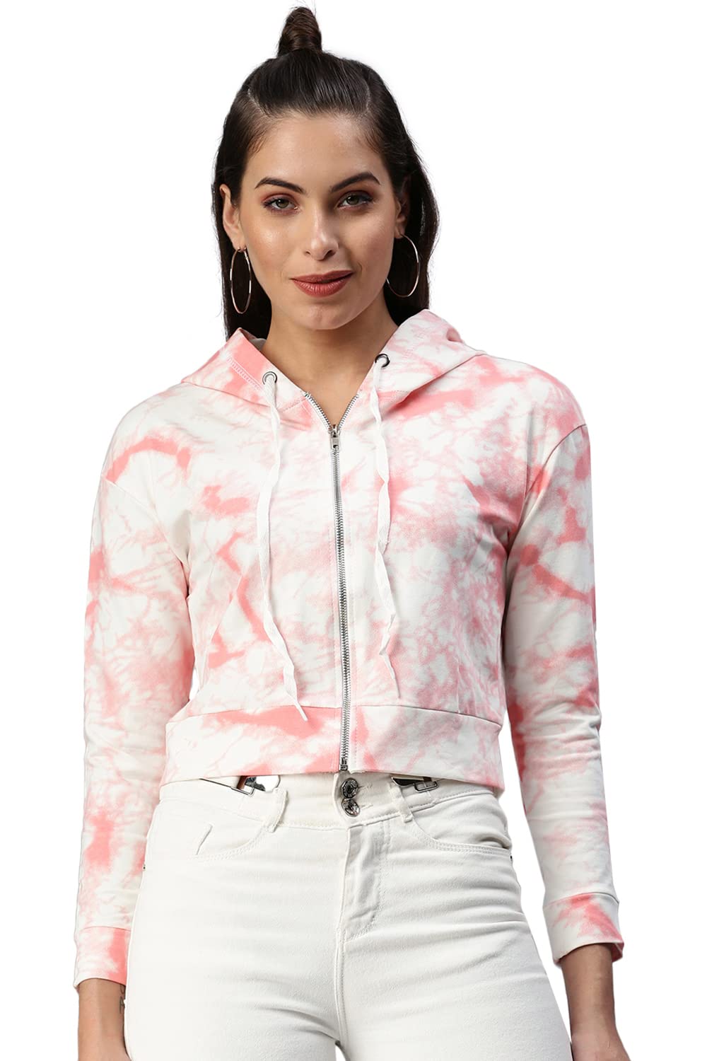 Women Colourblocked Front-Open Sweatshirt | Hooded Full Sleeves Cotton Sweatshirt's for Womens | Regular Fit Regular Length Sweatshirts for Women's-image-37